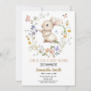 Bunny rabbit baby shower invitation