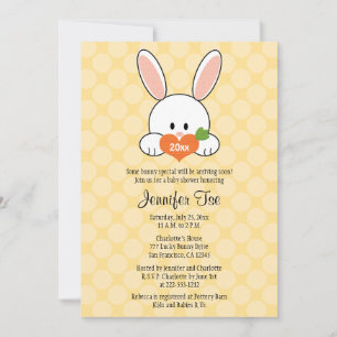 Bunny Rabbit Baby Shower Invitations Yellow