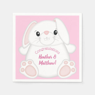 Bunny Rabbit Baby Shower Pink Napkin