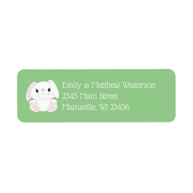 Bunny Rabbit Baby Shower Return Address Label (Front)