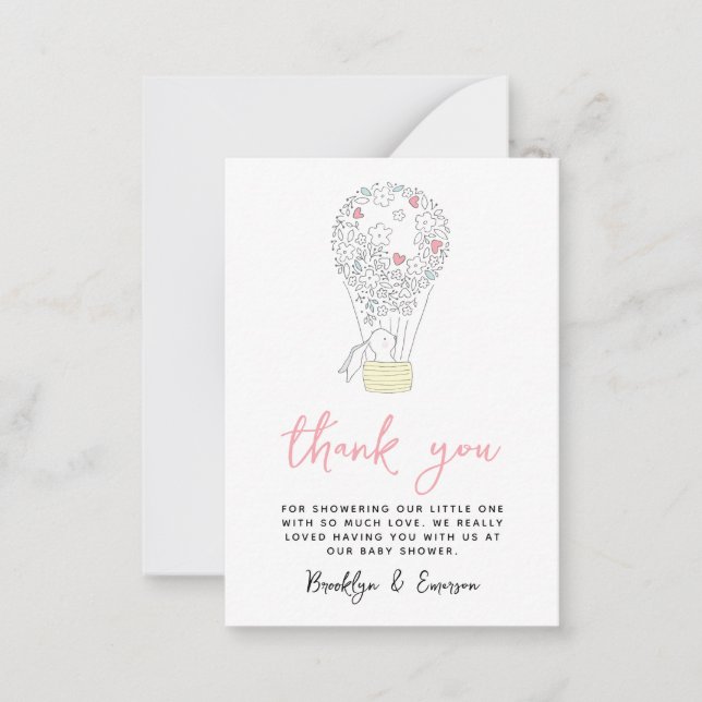 Bunny Rabbit Baby Shower Thank You Card (Front)