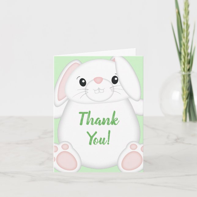 Bunny Rabbit Baby Shower Thank You Card (Front)