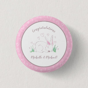 Bunny Rabbit Baby Shower Woodland Animals 3 Cm Round Badge