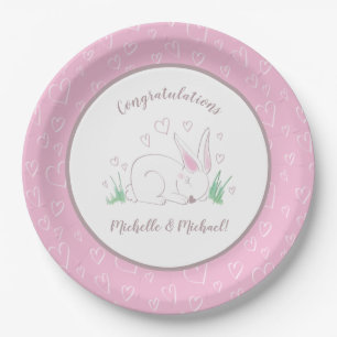 Bunny Rabbit Baby Shower Woodland Animals Paper Plate