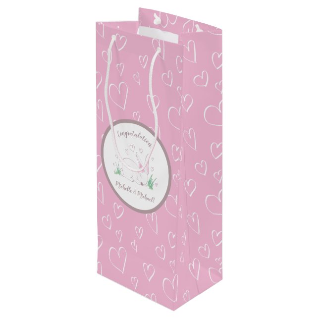 Bunny Rabbit Baby Shower Woodland Animals Wine Gift Bag (Back Angled)