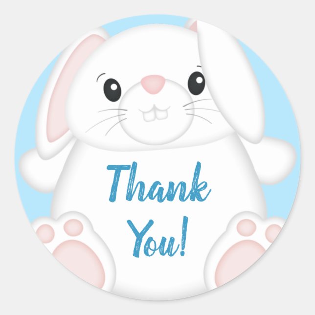 Bunny Rabbit Baby Shower Woodland Classic Round Sticker (Front)