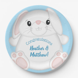 Bunny Rabbit Baby Shower Woodland Paper Plate