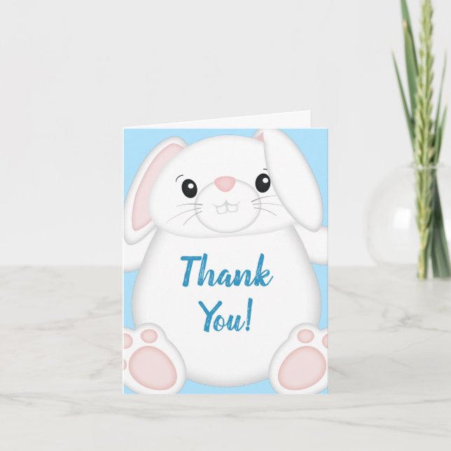 Bunny Rabbit Baby Shower Woodland Thank You Card (Front)