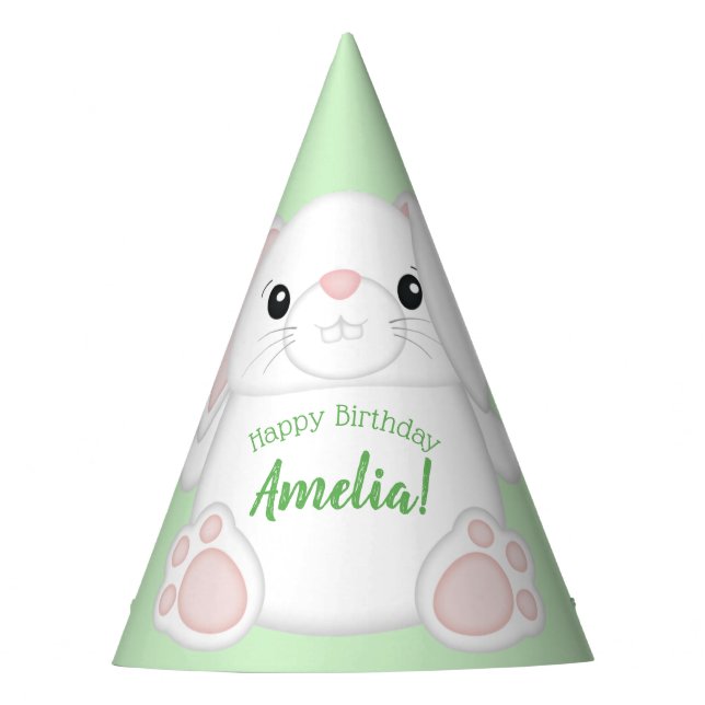 Bunny Rabbit Birthday Party Green Hat (Front)