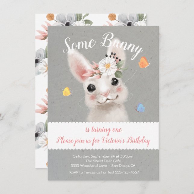 Bunny Rabbit Birthday Party Invitation (Front/Back)
