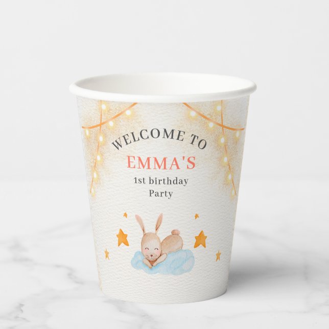 Bunny rabbit birthday party Paper cup (Front)