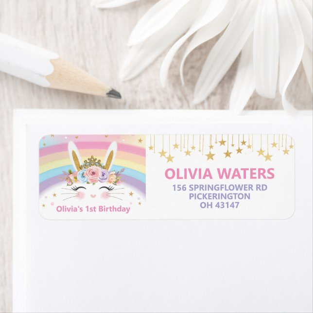 Bunny Rabbit Birthday Party Return Address Label (Insitu)