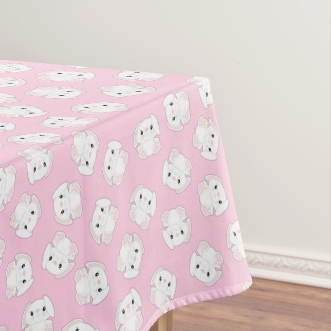 Bunny Rabbit Birthday Party Tablecloth (In Situ)