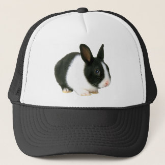 Bunny Rabbit Black & White Trucker Hat