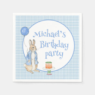 Bunny Rabbit Blue Birthday Party Napkin