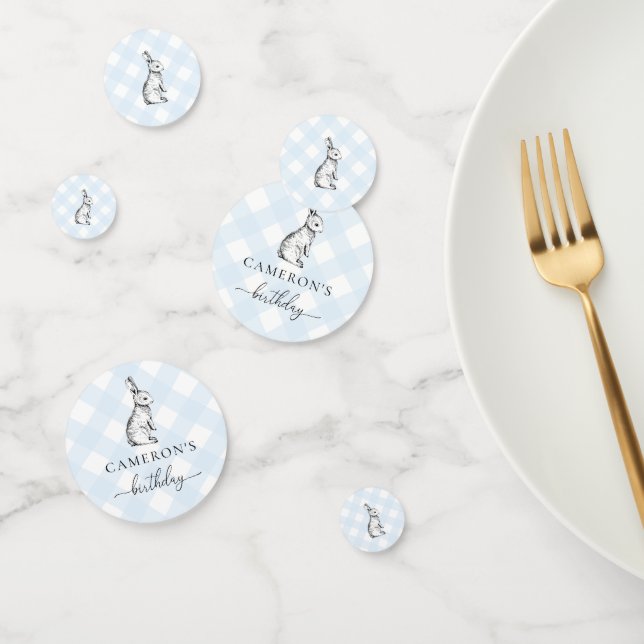 Bunny Rabbit Blue Gingham Table Confetti (Group)