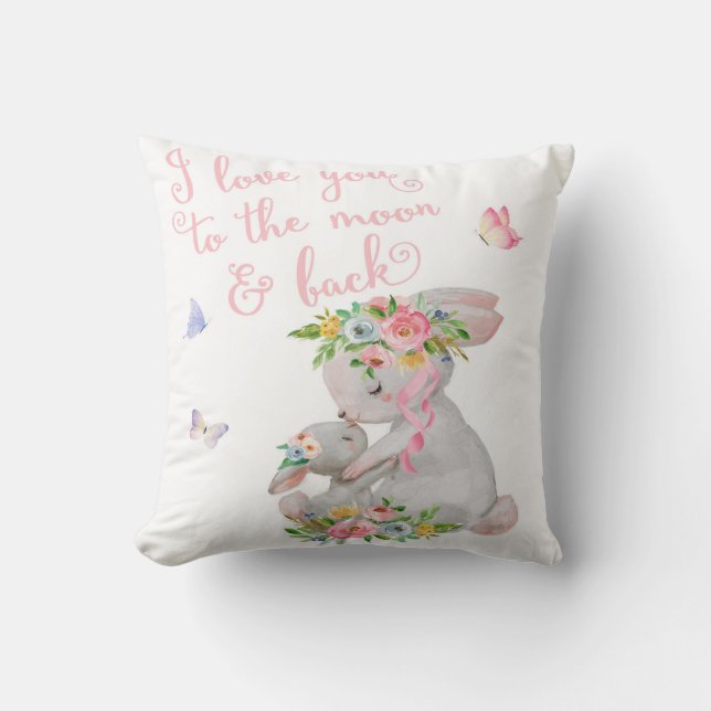 Bunny Rabbit Boho Woodland Girl Nursery Pillow (Front)