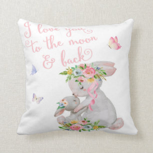 Bunny Rabbit Boho Woodland Girl Nursery Pillow