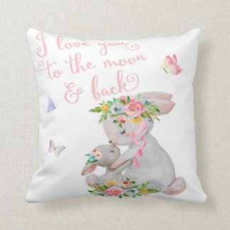 Bunny Rabbit Boho Woodland Girl Nursery Pillow