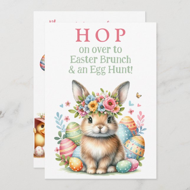 Bunny Rabbit Brunch and Easter Egg Hunt Invitation (Front/Back)