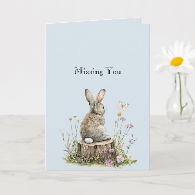 Bunny Rabbit Butterfly Missing You Card (Small Plant)