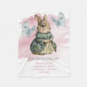 Bunny Rabbit Butterfly Pink Wash Splash Baby Fleece Blanket