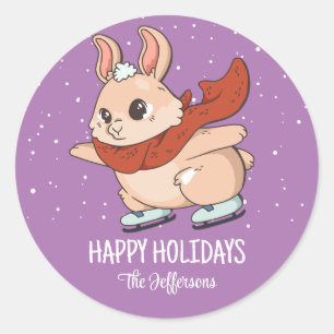 Bunny Rabbit Christmas Animal Snowy Winter Holiday Classic Round Sticker