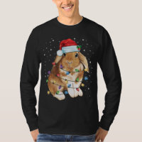 Bunny Rabbit Christmas Lights Santa Hat Funny Xmas