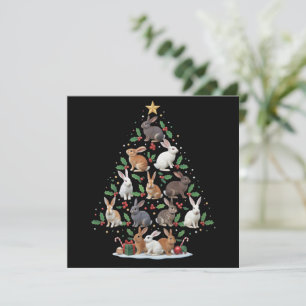 Bunny Rabbit Christmas Tree Lights Pet Animals Holiday Card