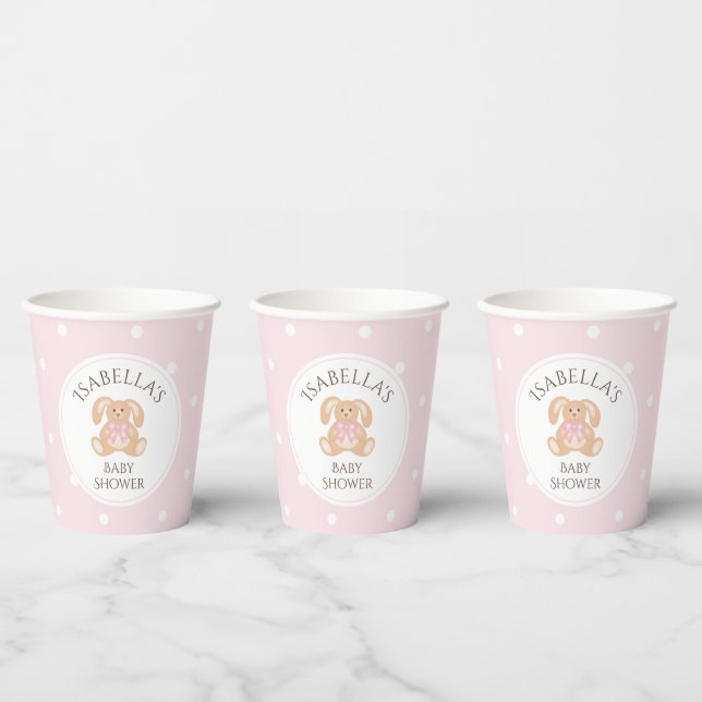 Bunny Rabbit Classic Polka Dots Girl Baby Shower Paper Cups (Multi)