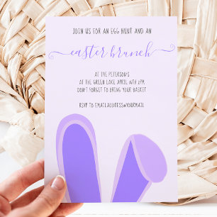 Bunny rabbit ears purple easter brunch egg hunt invitation