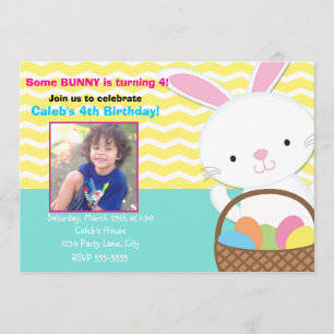 Bunny Rabbit Easter Birthday Photo Invitation