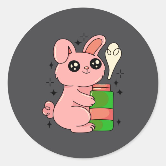 Bunny Rabbit Easter Bottle  Classic Round Sticker (Front)