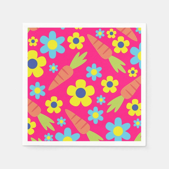 Bunny Rabbit Easter Spring Birthday Party Napkin (Front)