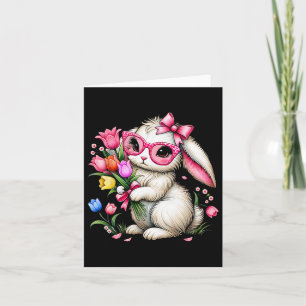 Bunny Rabbit Easter Tulip Spring Flowers Floral Wo Card