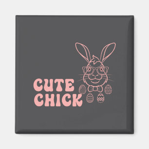 Bunny Rabbit Eggs Hunting Happy Easter Day Cute Ch Magnet
