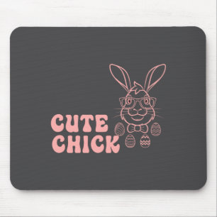 Bunny Rabbit Eggs Hunting Happy Easter Day Cute Ch Mouse Pad