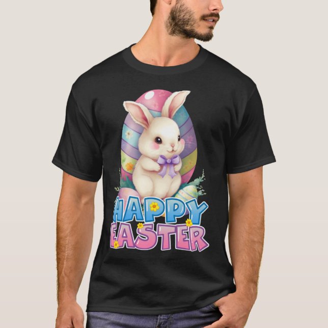 Bunny Rabbit Face Happy Easter Day Women Girls T-Shirt (Front)