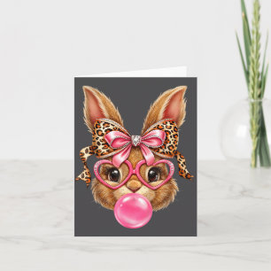 Bunny Rabbit Face Leopard Glasses Illustration Card
