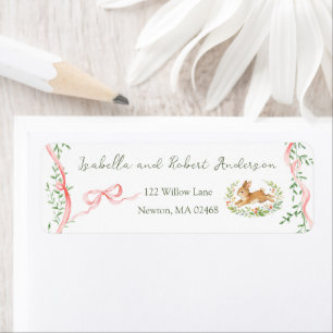 Bunny Rabbit Floral Pink Bow Baby Shower Address Return Address Label