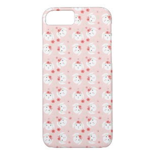 Bunny Rabbit Flower Crown Pattern Pink iPhone 8/7 Case