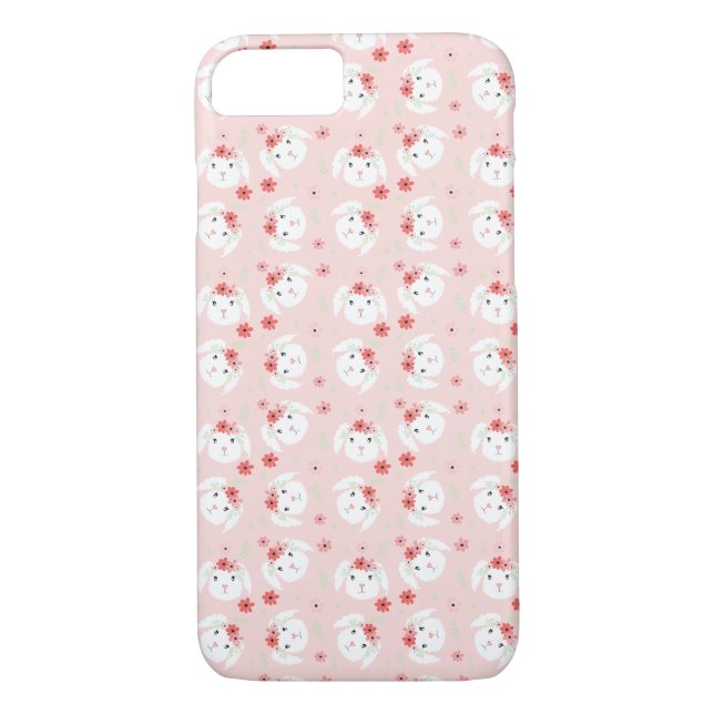 Bunny Rabbit Flower Crown Pattern Pink Case-Mate iPhone Case (Back)