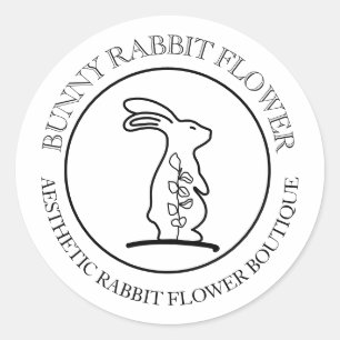 Bunny Rabbit Flower Simple Classic Round Sticker