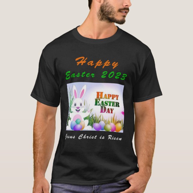 Bunny Rabbit for Easter Day 2023  Jesus is Risen T-Shirt (Front)