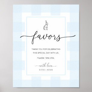 Bunny Rabbit Gingham Blue Gingham Favours Sign