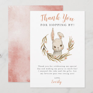 Bunny Rabbit Girl Birthday Party Thank You Card