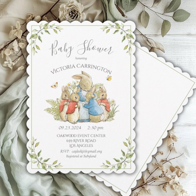 Bunny Rabbit Green Baby Shower Invitation (Creator Uploaded)