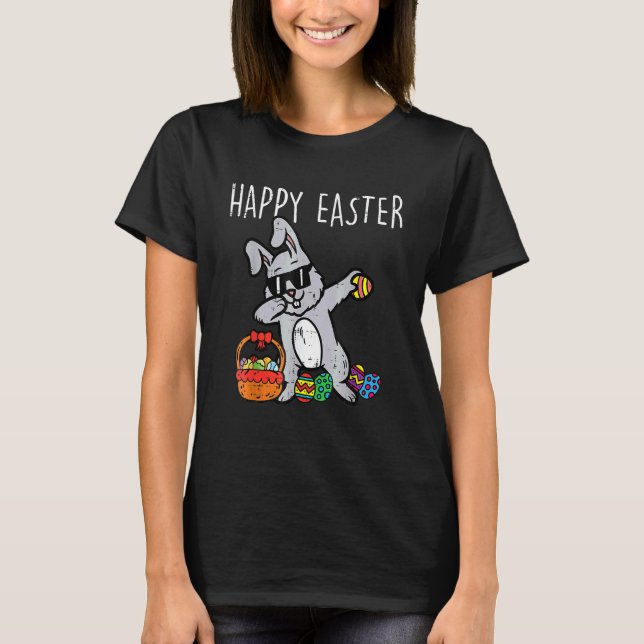 Bunny Rabbit Happy Easter Dab Dance Cool Kids Boys T-Shirt (Front)
