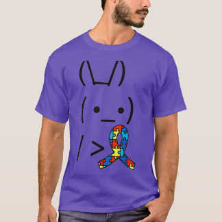 Bunny Rabbit Holding Autism Awareness Ribbon  T-Shirt