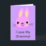 Bunny Rabbit I Love My Grammy Custom Name Birthday Card<br><div class="desc">Customised wording. A cute cartoon pink bunny rabbit has the wording I Love My Grammy. This can be changed to grandmother,  Nana or any wording.  Inside is Happy Birthday Granny (or Nana etc). All on a lavender purple background. A fun card to send from your baby girl or boy.</div>